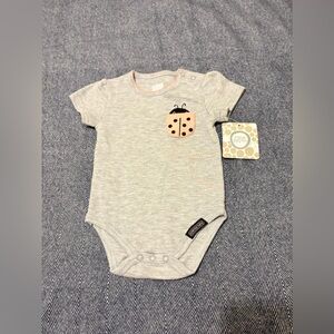 Carter's Light Gray Short-Sleeve Baby Bodysuit with Pink Ladybug